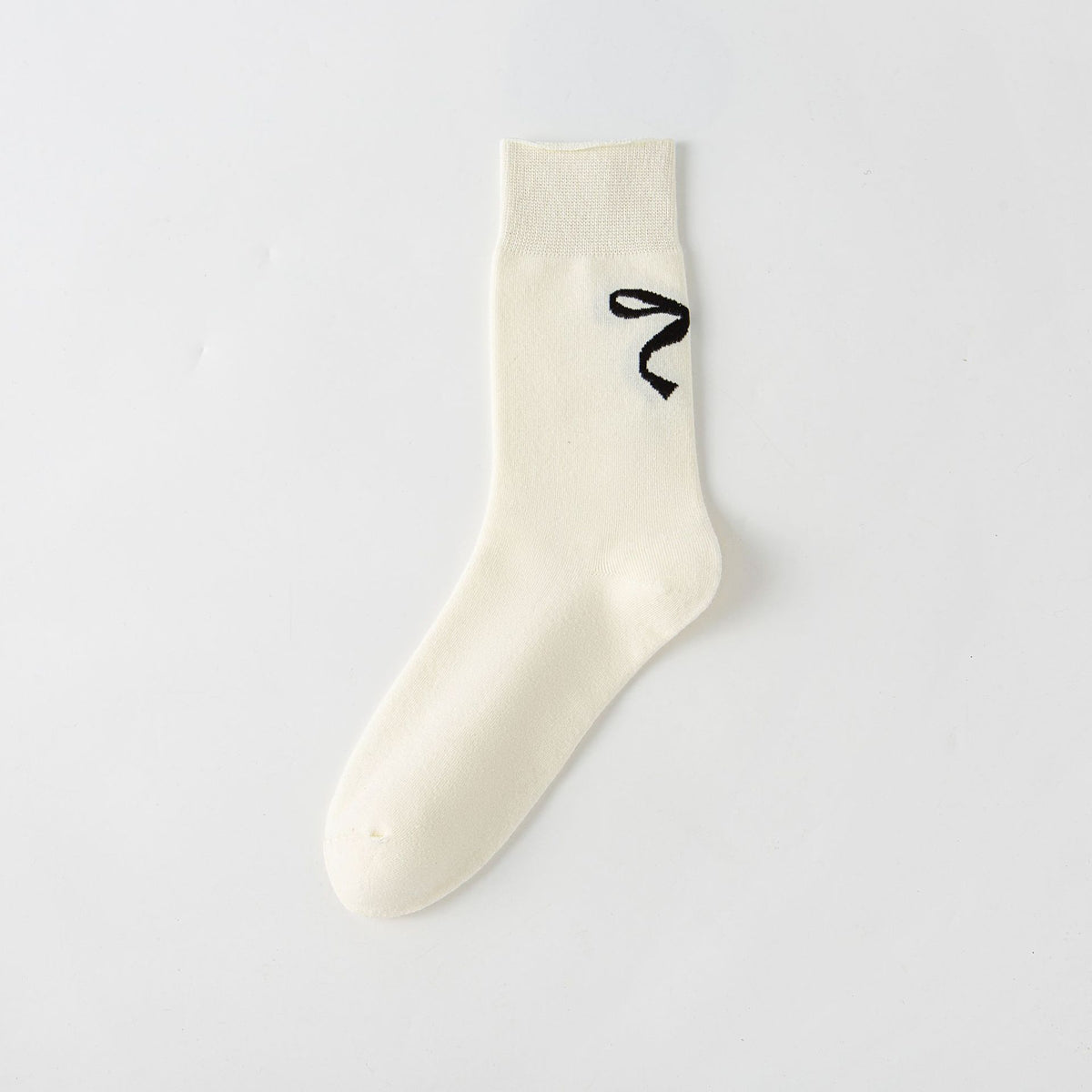 Scattered Bow Motif Mid Calf Socks - White