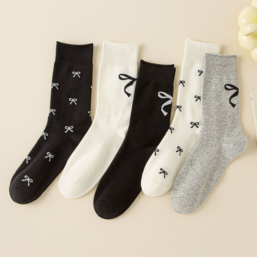 Scattered Bow Motif Mid Calf Socks - view 3
