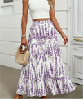 Flowy Maxi Skirt With Ruffled Tiers - Purple