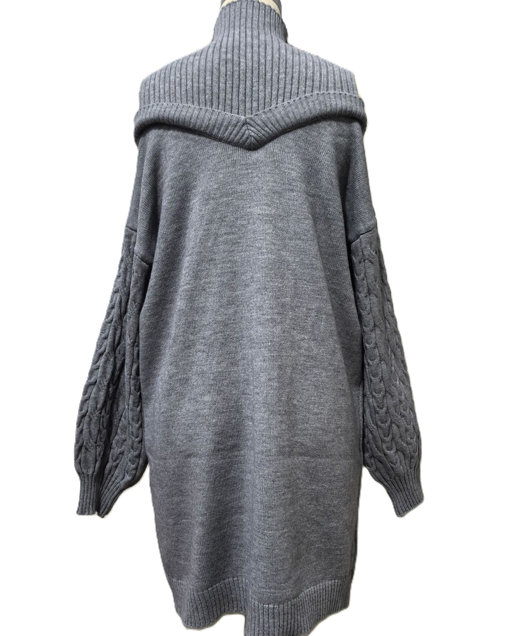 Cold Shoulder Turtleneck Sweater Mini Dress - Grey - 1