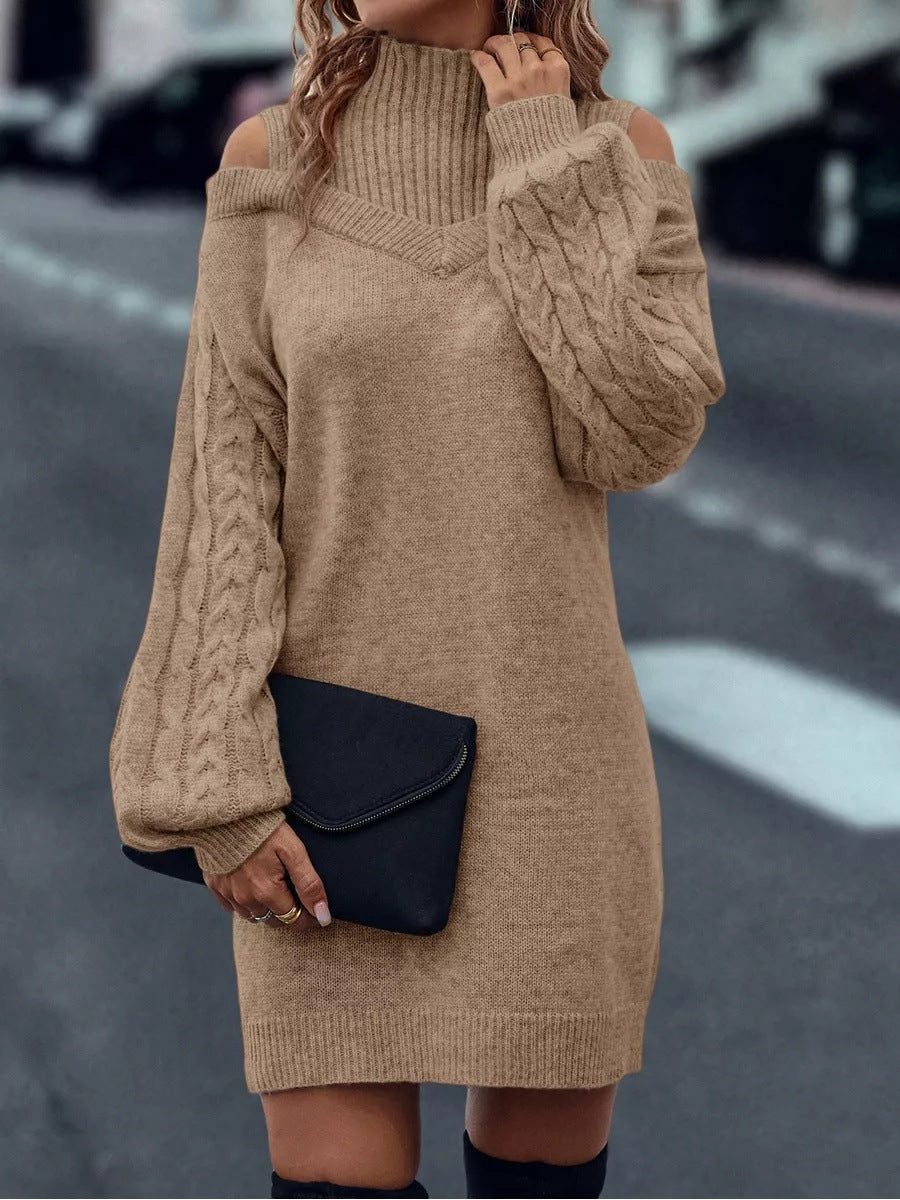 Cold Shoulder Turtleneck Sweater Mini Dress - view 1