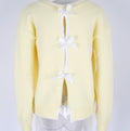 Bow Tie Open Back Crew Neck Sweater - Yellow