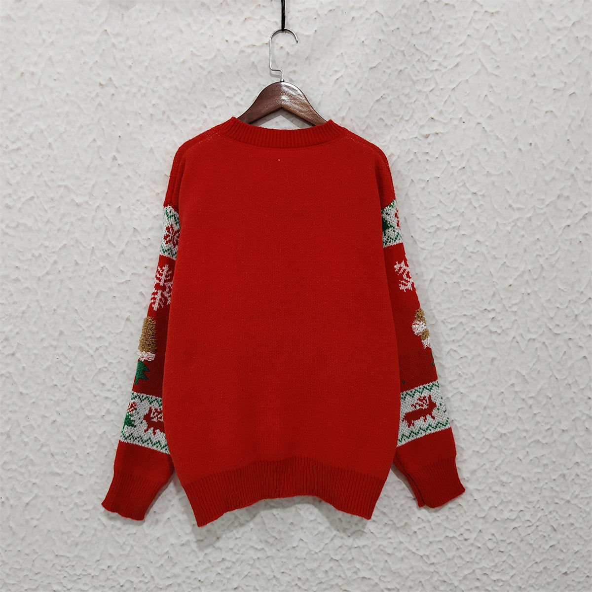Patchwork Snowflake Stripe Christmas Sweater - Red - 2