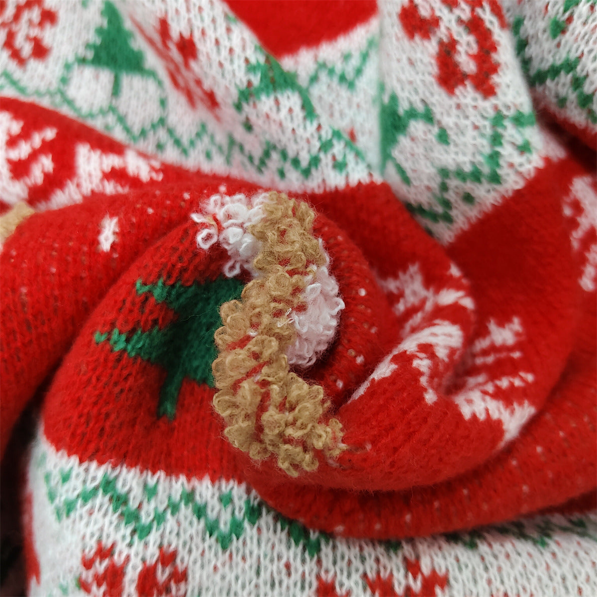 Patchwork Snowflake Stripe Christmas Sweater - Red - 3