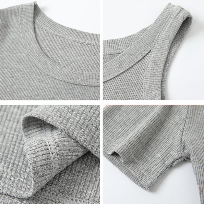 Everyday Ribbed Knit Tank Top - Grey - 1