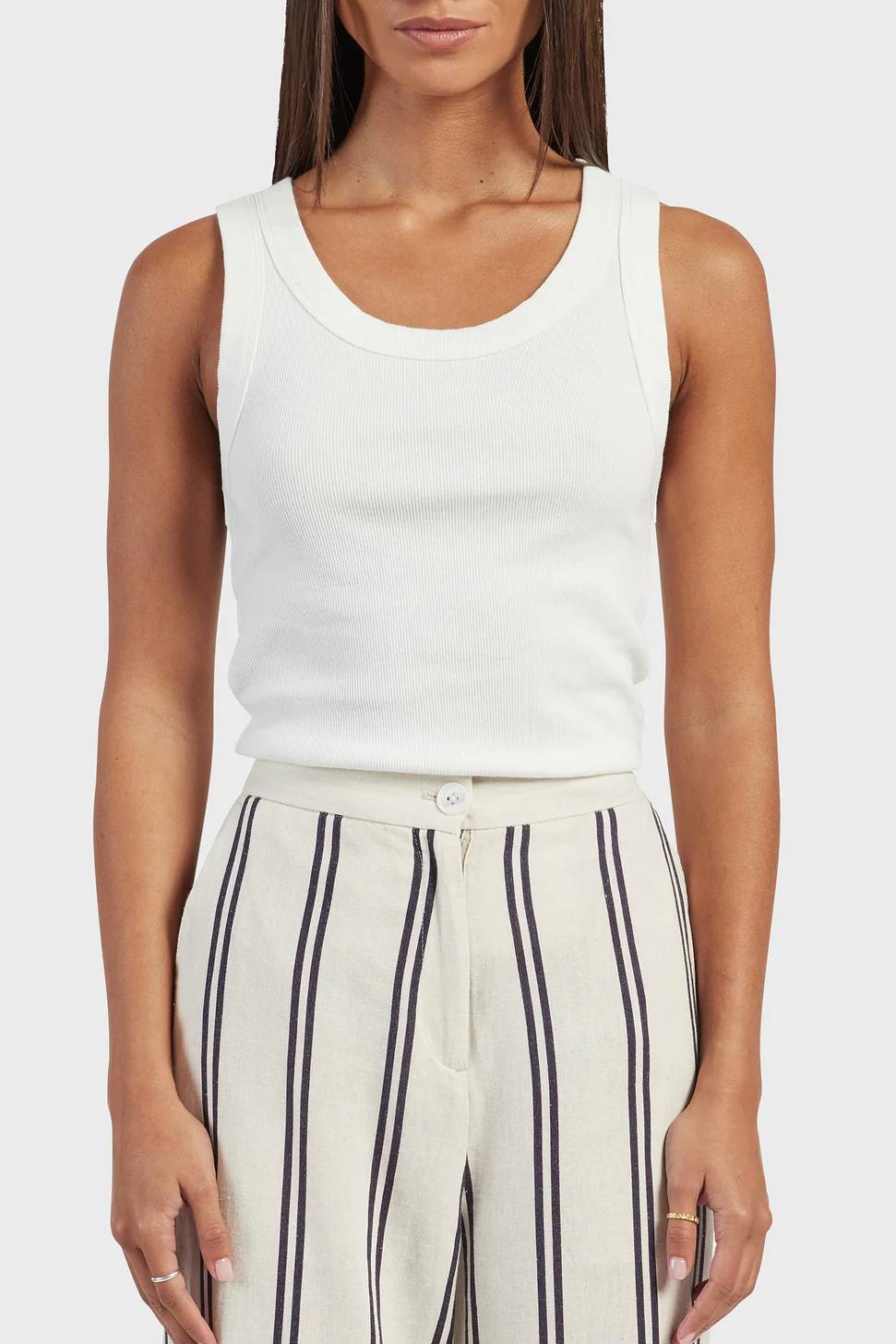 Everyday Ribbed Knit Tank Top - white - 1