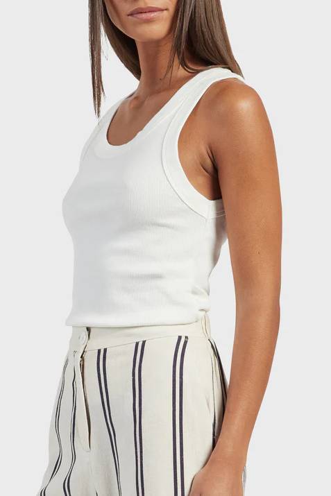 Everyday Ribbed Knit Tank Top - white - 2
