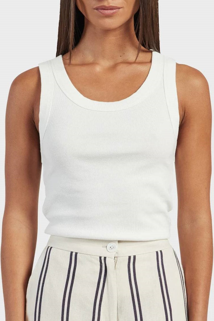 Everyday Ribbed Knit Tank Top - white - 4