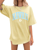 Hawaii Varsity Print Oversized Tee - Yellow