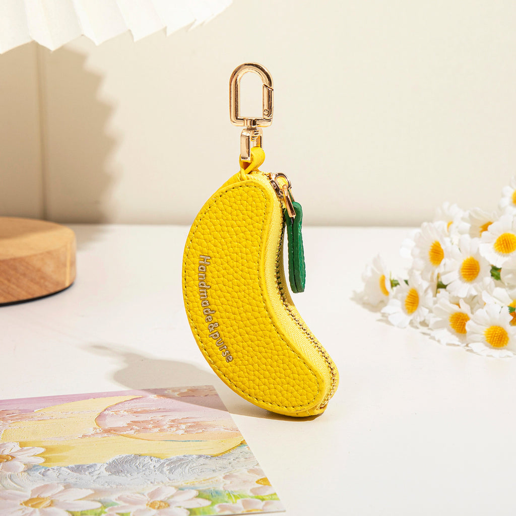 Fruit Shaped Zip Pouch Keychain - Banana