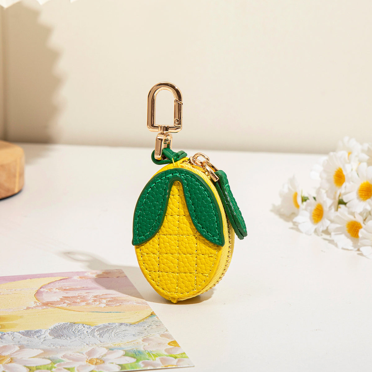 Fruit Shaped Zip Pouch Keychain - Corn