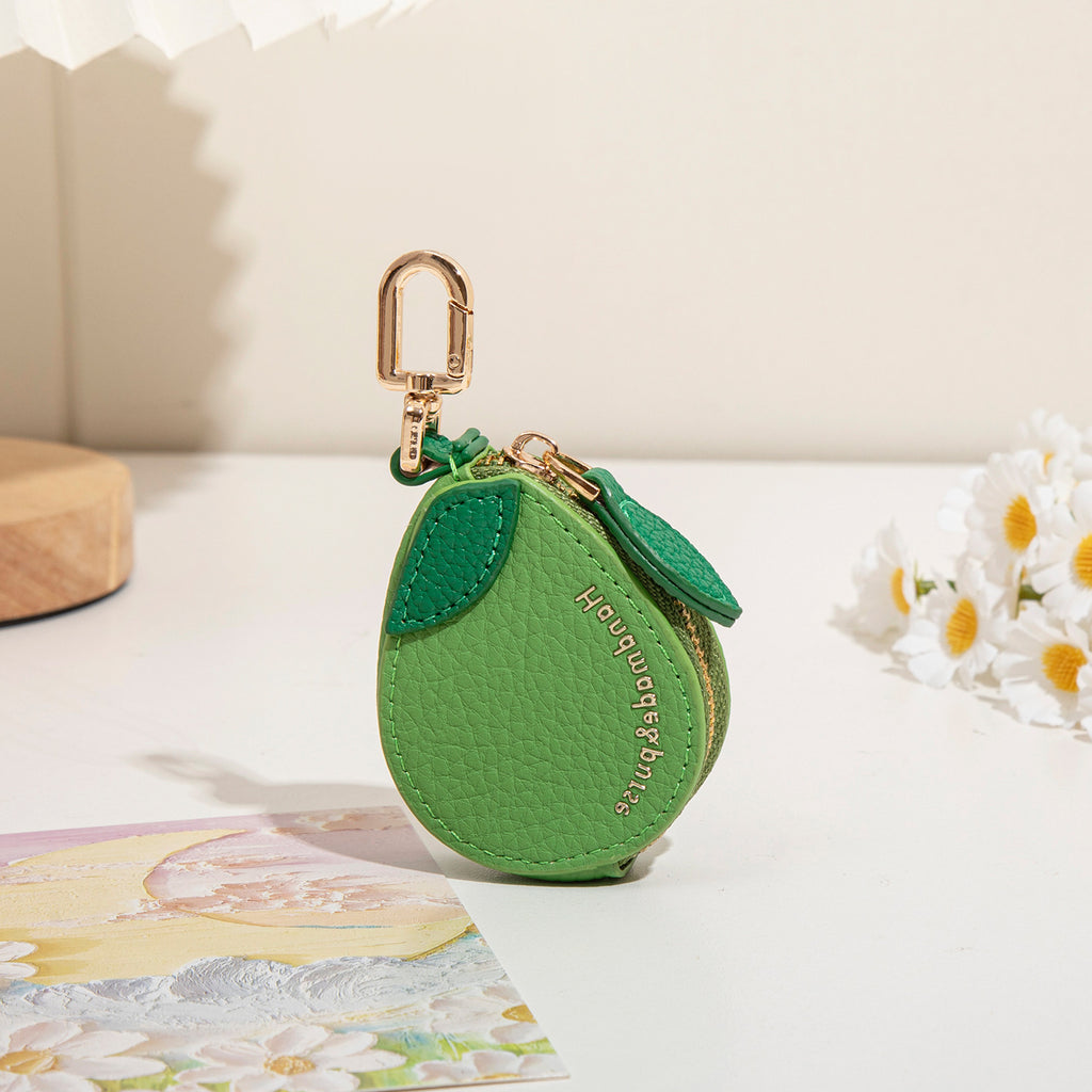 Fruit Shaped Zip Pouch Keychain - Pear