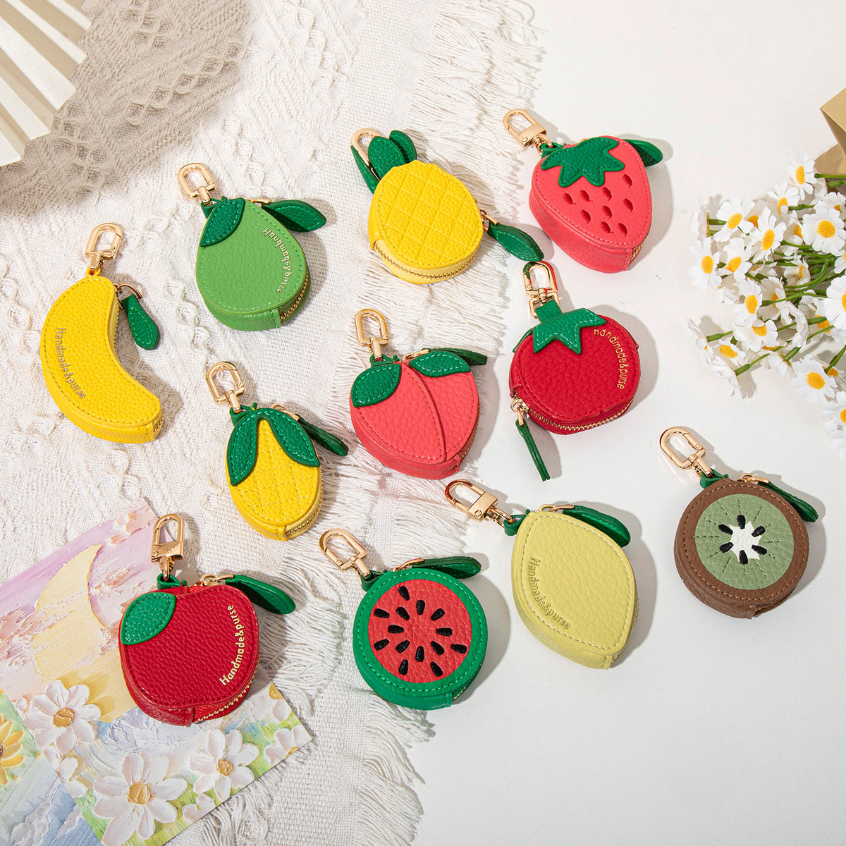 Fruit Shaped Zip Pouch Keychain - Strawberry