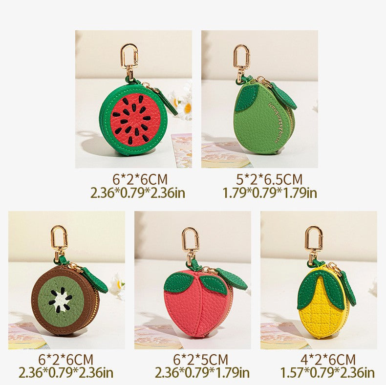 Fruit Shaped Zip Pouch Keychain - Strawberry - 2