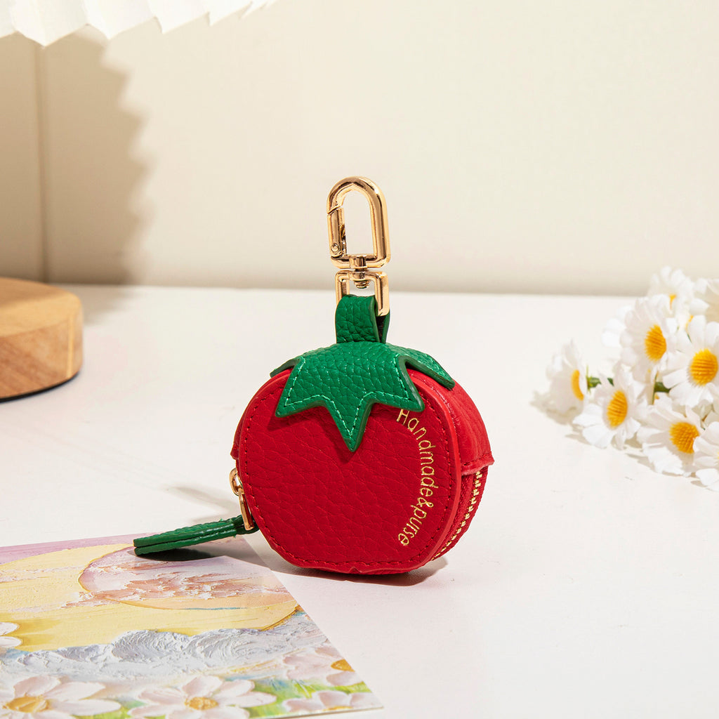 Fruit Shaped Zip Pouch Keychain - Tomato