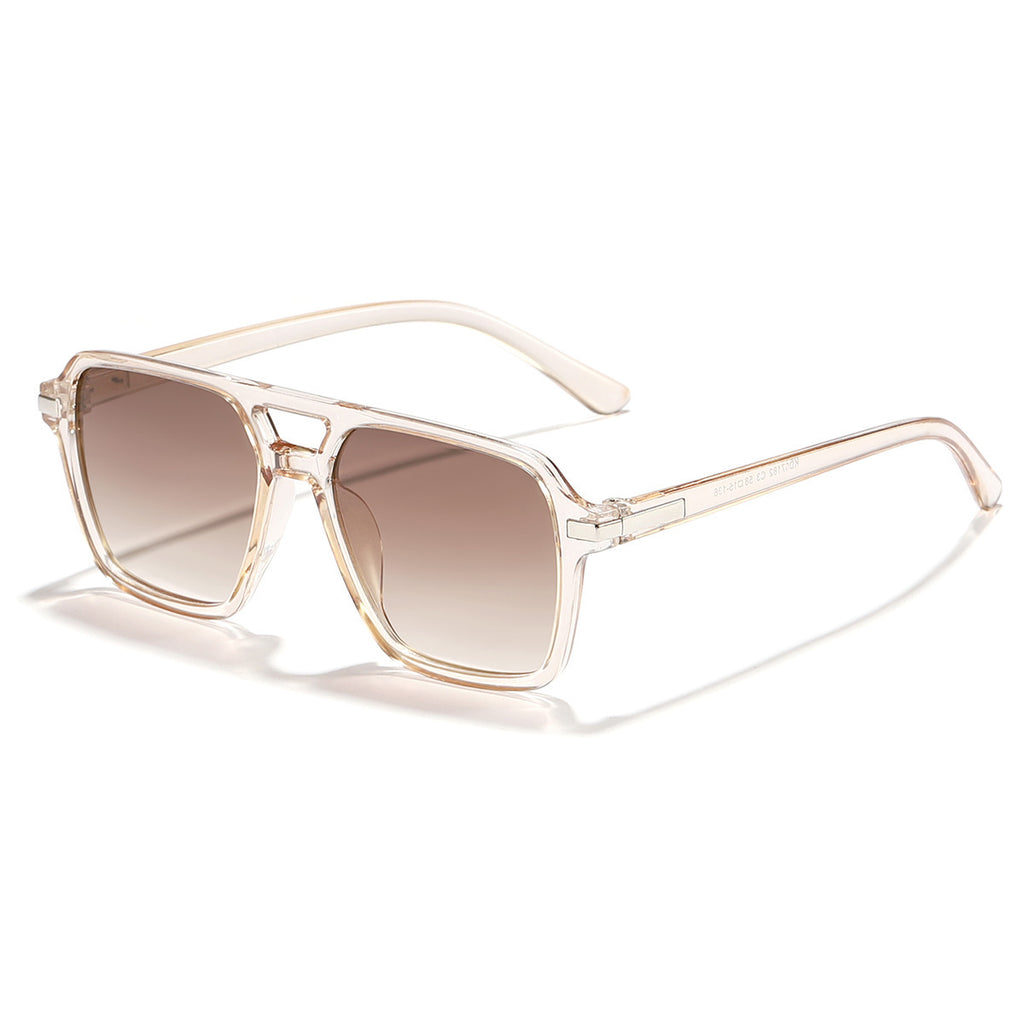 Square Aviator Sunglasses with Retro Double Bridge - Color_01