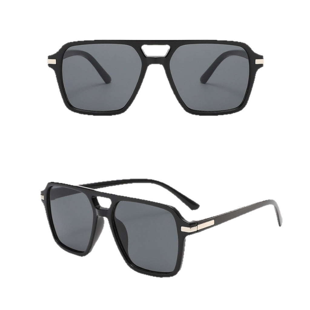 Square Aviator Sunglasses with Retro Double Bridge - Color_02 - 1