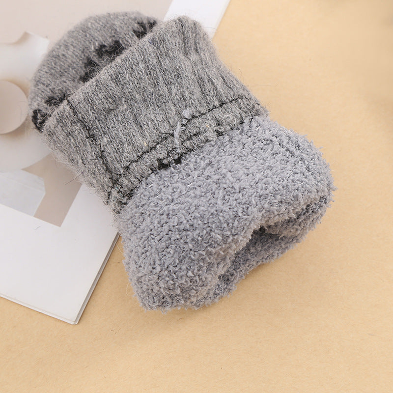 Snowflake Jacquard Fleece Lined Knit Mittens - DarkGrey - 3