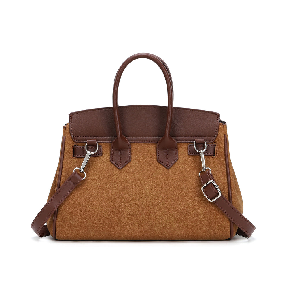 Smiley Face Structured Top Handle Bag - Brown - 4