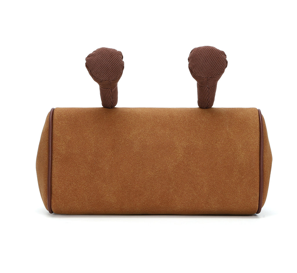 Smiley Face Structured Top Handle Bag - Brown - 6