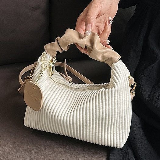 Pleated Mini Bag with Ruched Top Handle
