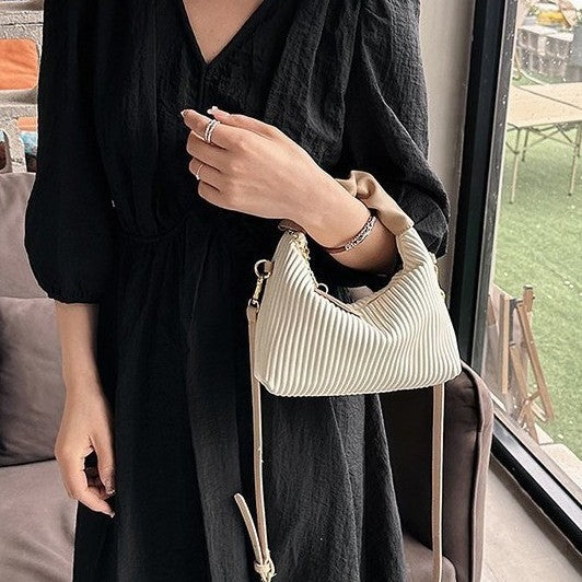 Pleated Mini Bag with Ruched Top Handle