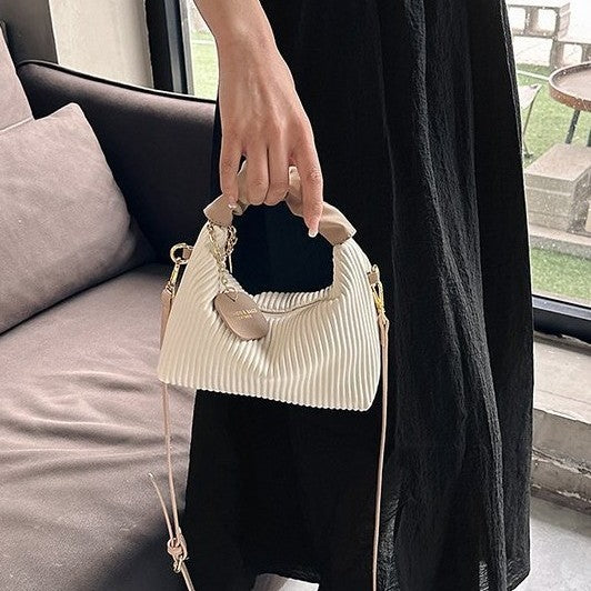Pleated Mini Bag with Ruched Top Handle