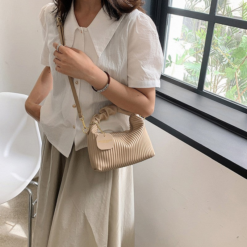 Pleated Mini Bag with Ruched Top Handle