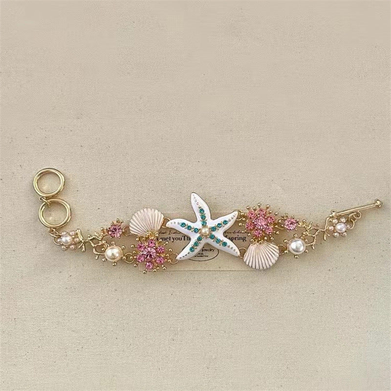 Starfish Shell Pearl Charm Necklace Set - view 5