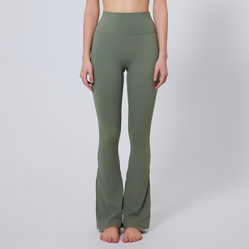 High Waist Flare Yoga Pants - Green