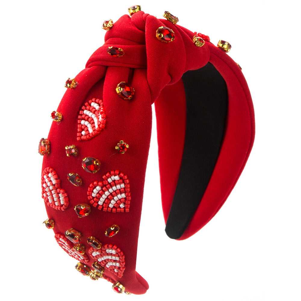 Rhinestone Letter Motif Knot Headband - Heart