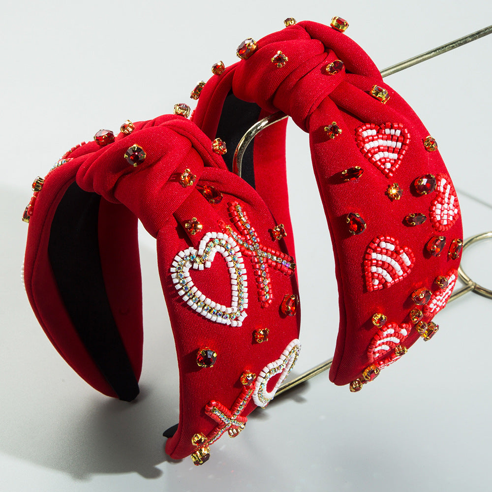 Rhinestone Letter Motif Knot Headband