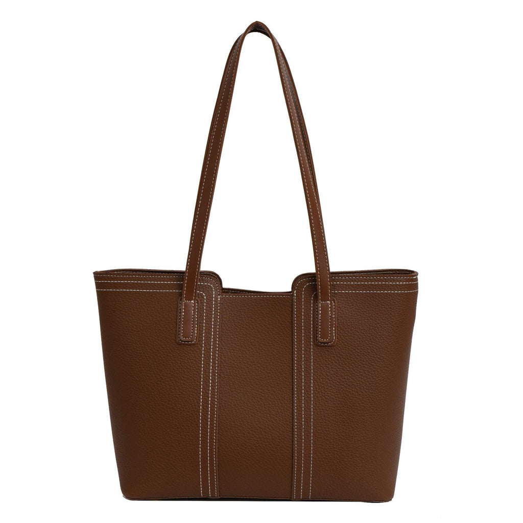 Pebbled Vegan Leather Zip Tote Bag