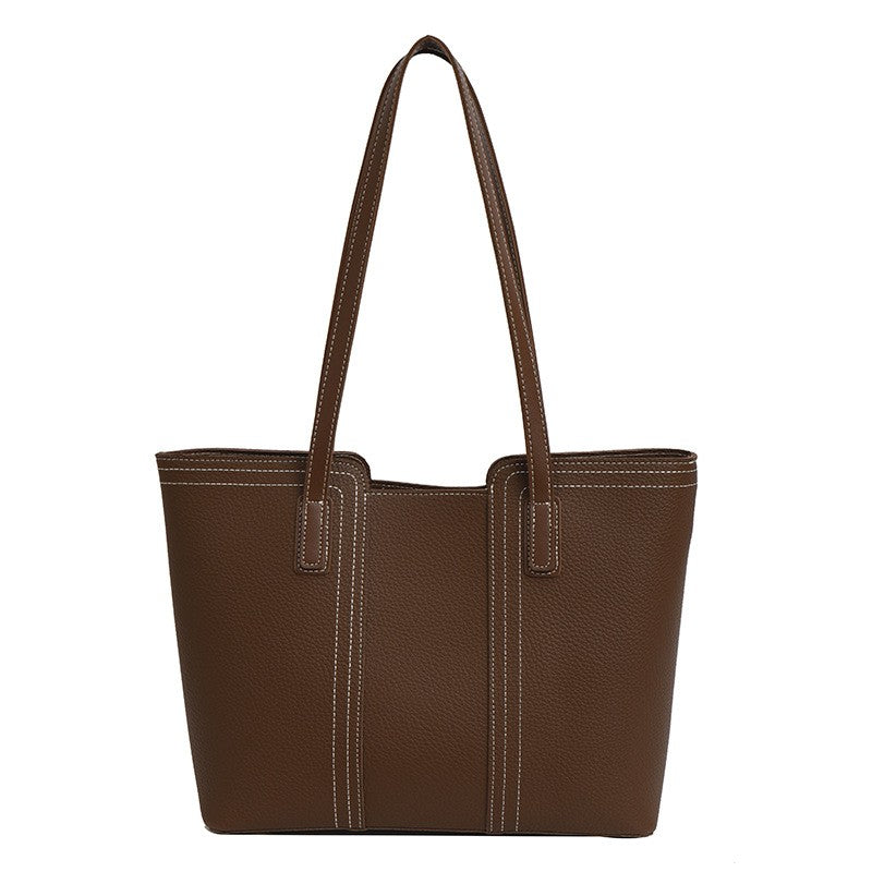 Pebbled Vegan Leather Zip Tote Bag