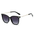 Square Frame Chain Temple Sunglasses - Grey