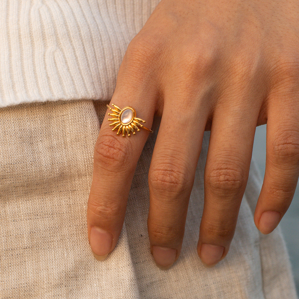 Sunburst Stone Adjustable Statement Ring - view 1
