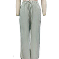 Pinstripe Drawstring Wide Leg Pants - Stripe