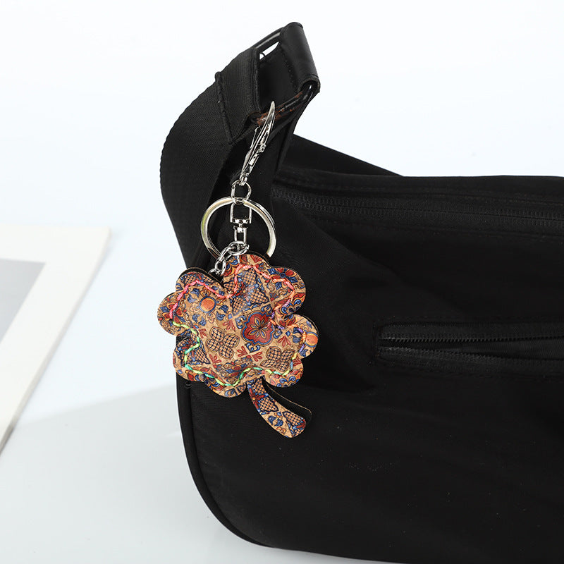 Boho Paisley Charm Keychain Bag Clip - Clover
