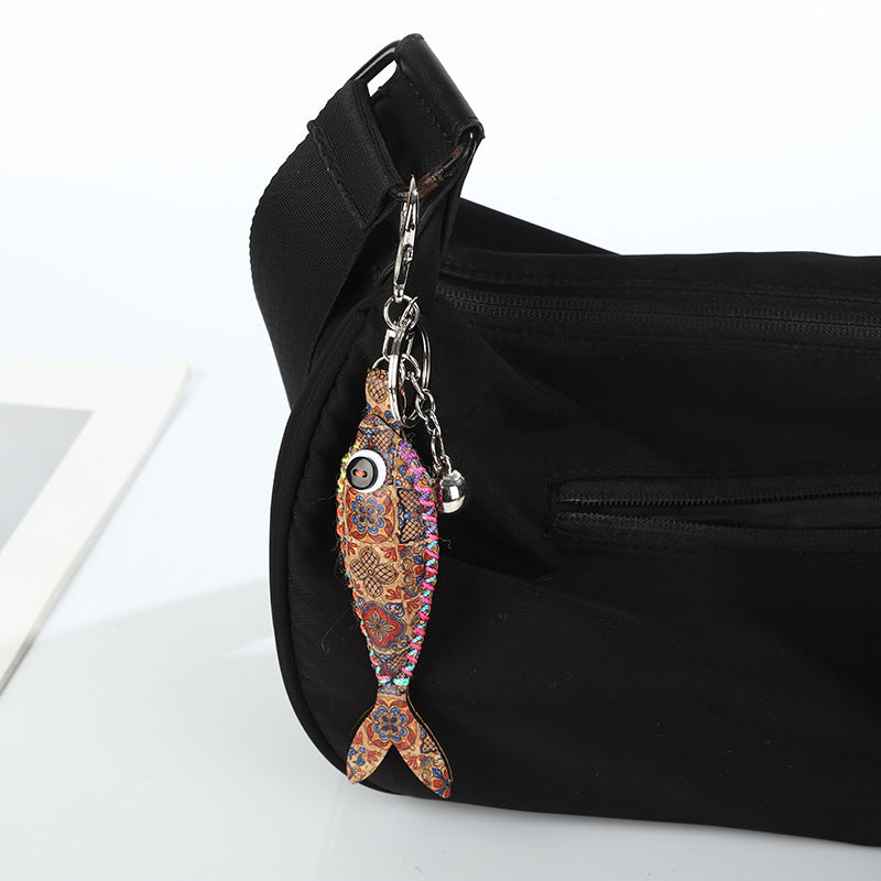 Boho Paisley Charm Keychain Bag Clip - Fish