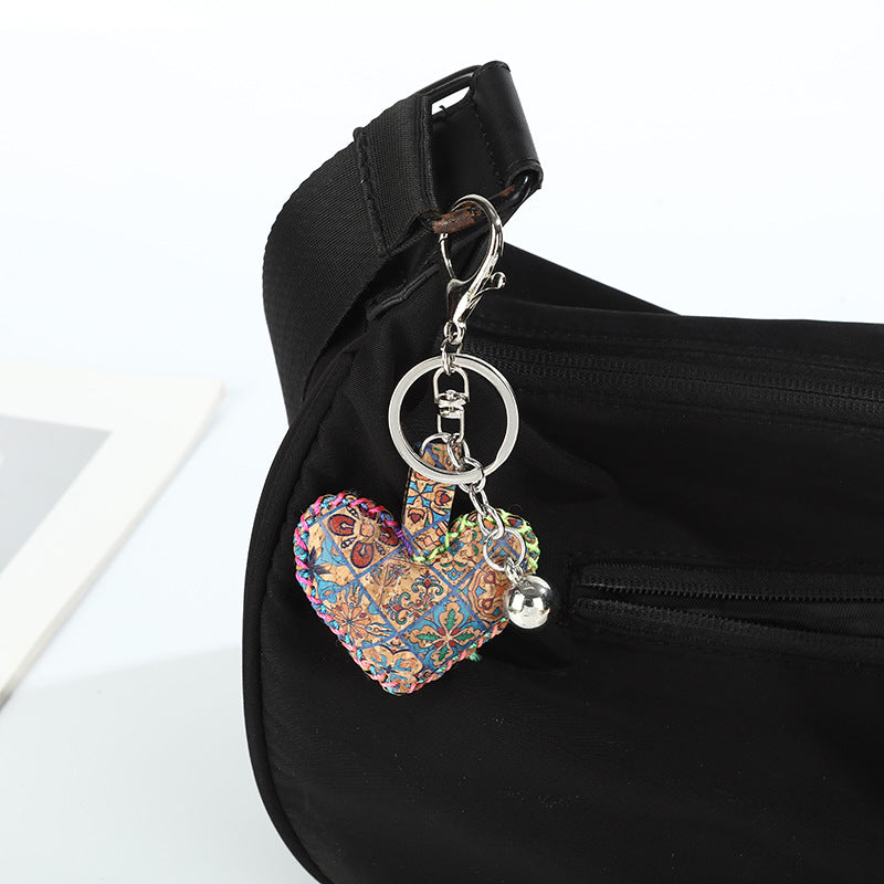 Boho Paisley Charm Keychain Bag Clip - Heart - 1