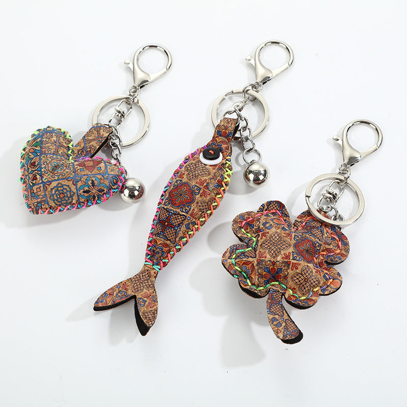 Boho Paisley Charm Keychain Bag Clip - Heart - 2