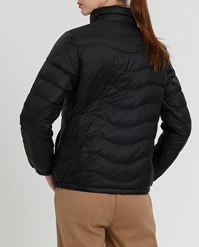 Lightweight Stand Collar Puffer Jacket - Black - 1