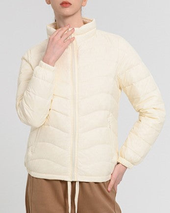Lightweight Stand Collar Puffer Jacket - White - 1