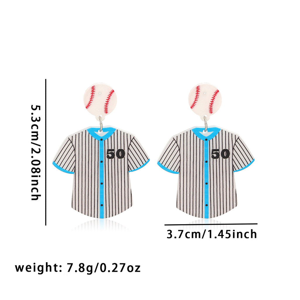 Baseball Motif Acrylic Drop Earrings - Clothes