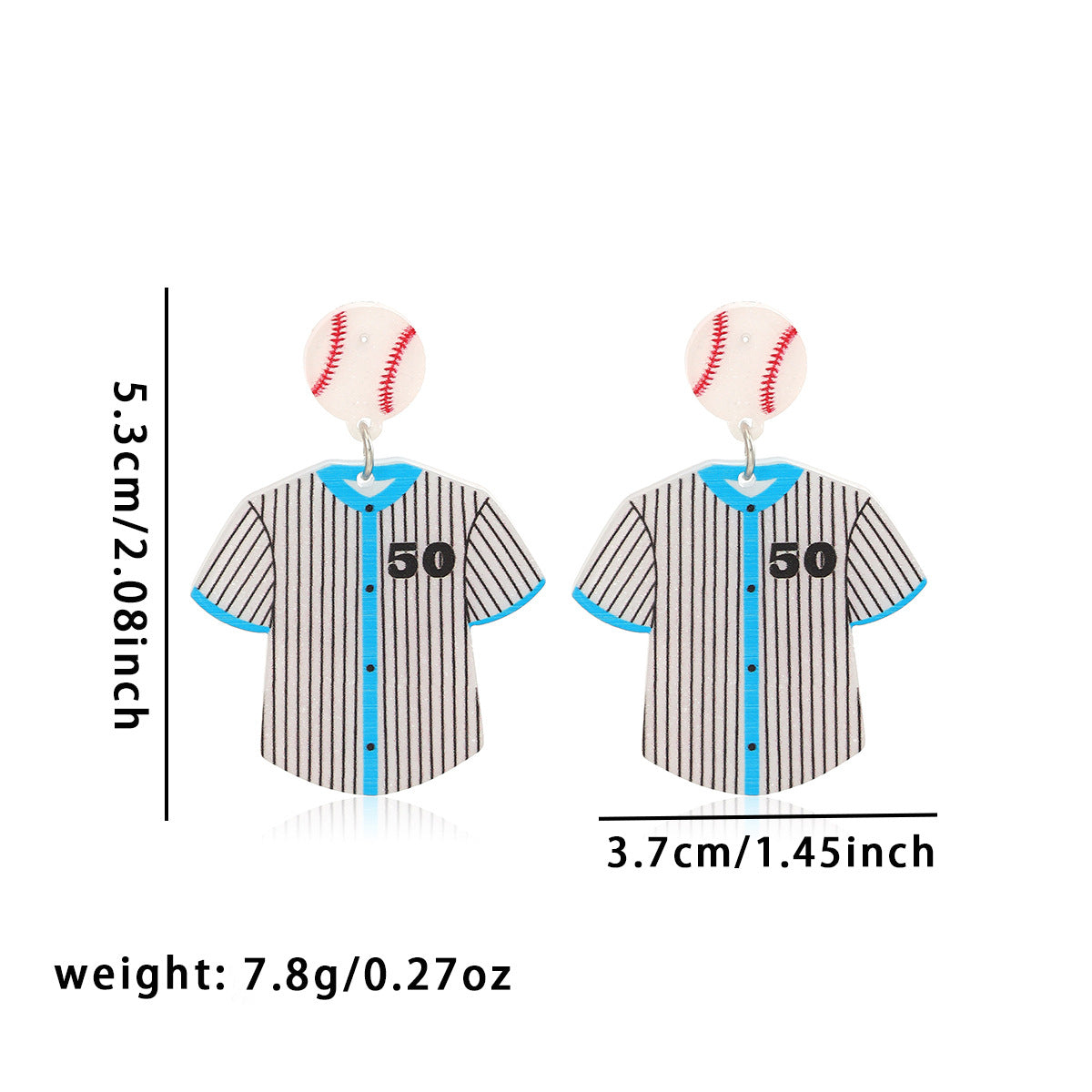 Baseball Motif Acrylic Drop Earrings - Clothes