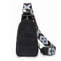 Distressed Vegan Leather Sling Bag with Boho Strap - Black