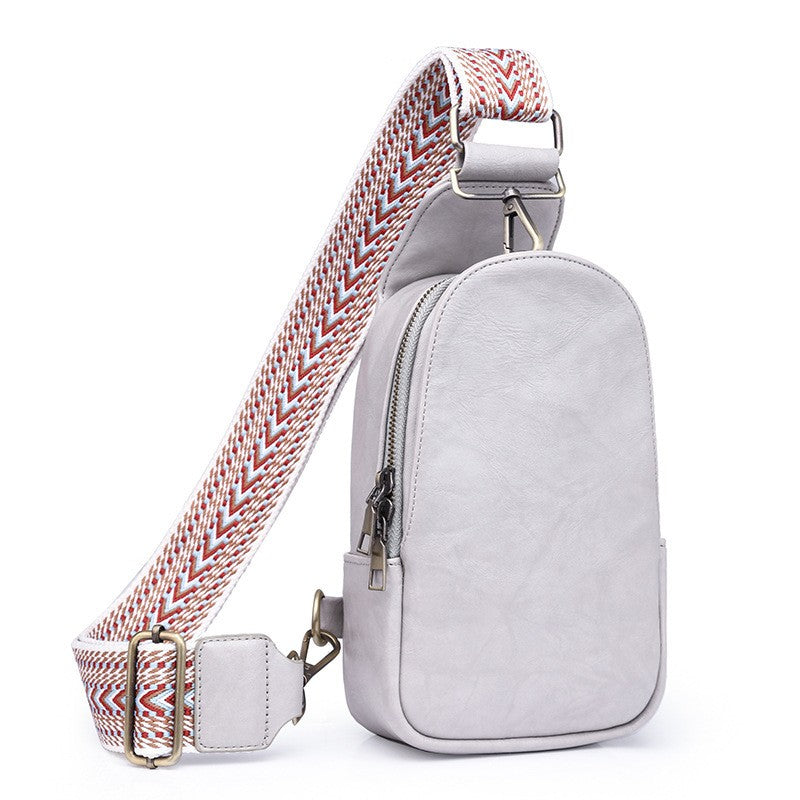 Distressed Vegan Leather Sling Bag with Boho Strap