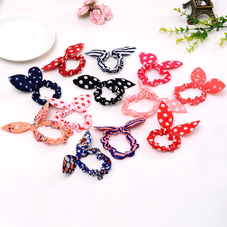 Rabbit Ear Bow Fabric Hair Scrunchie