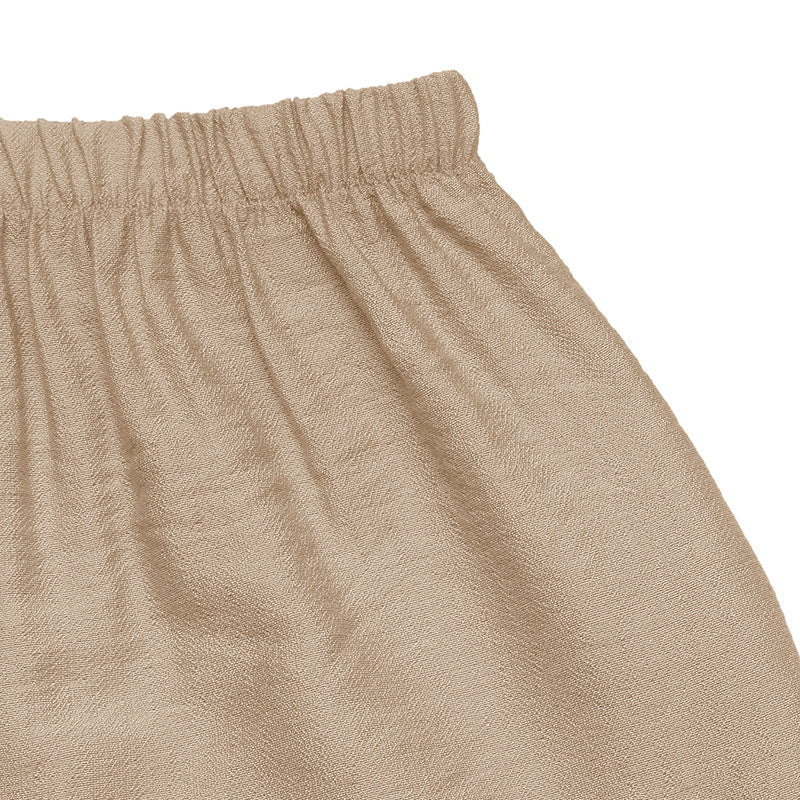 Tiered Drawstring Waist A Line Maxi Skirt - Khaki - 4
