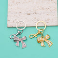 Rhinestone Bow Charm Keychain - Silvery
